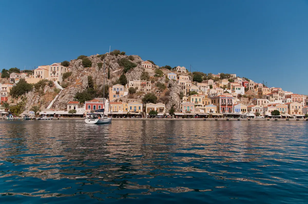 Symi seen from the sea, from the Ferry