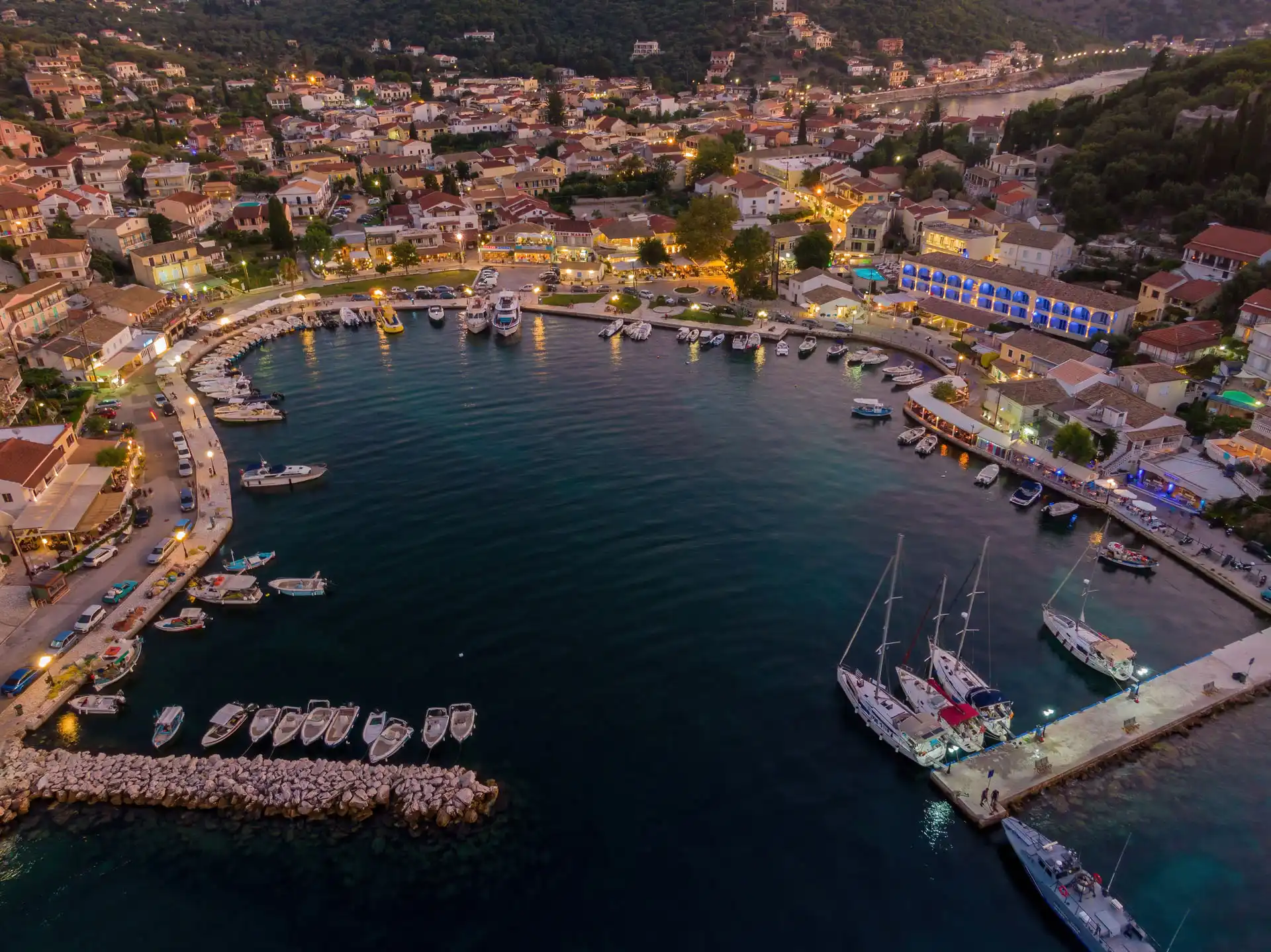 Corfu from airplane at night