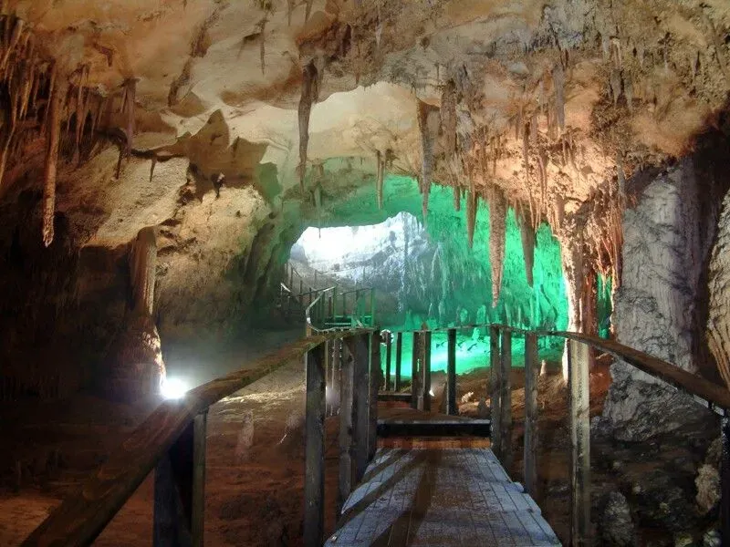 stalactites and stalagmites at grotta del fico sardegna