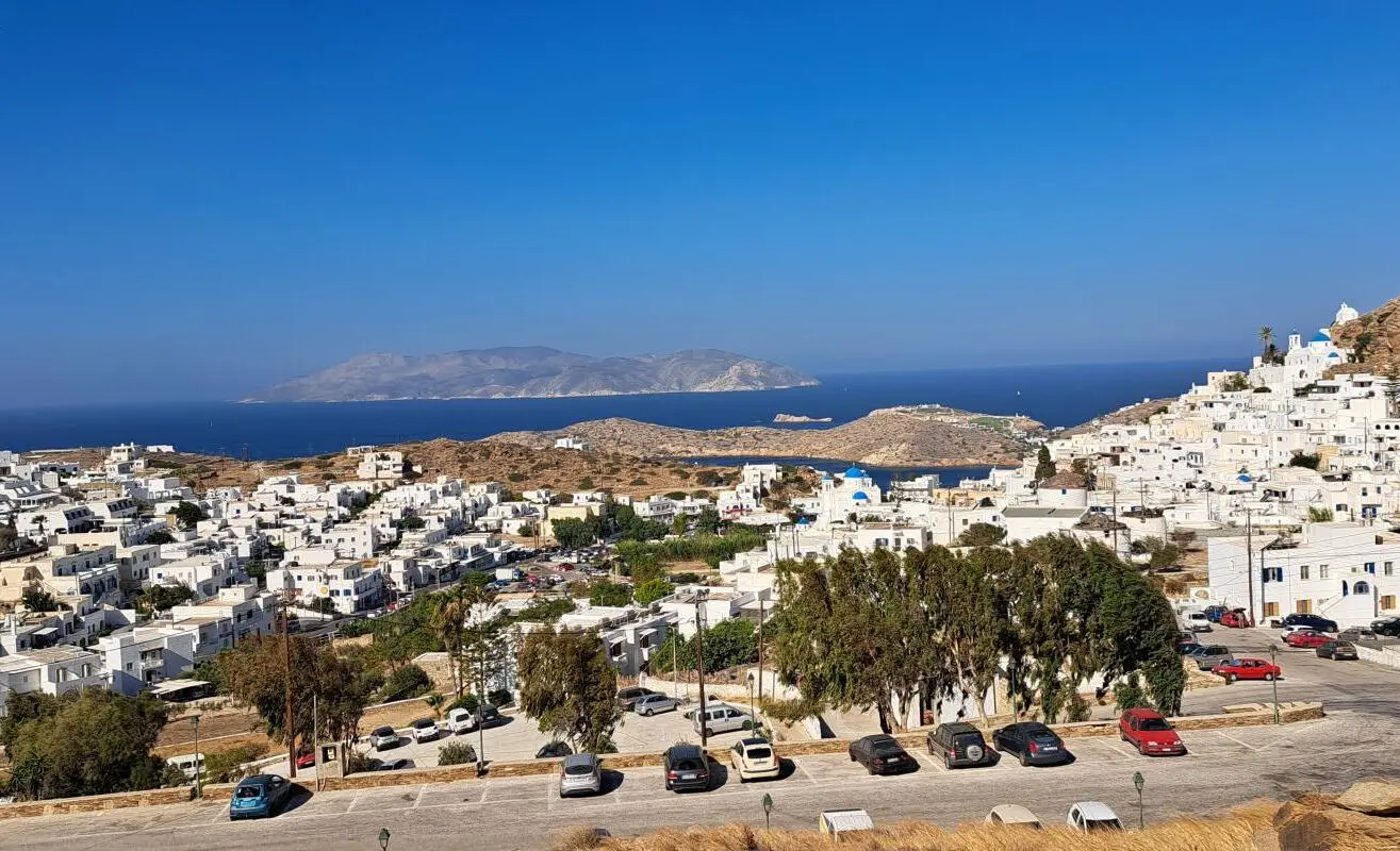 Chora Ios, Sikinos island in front