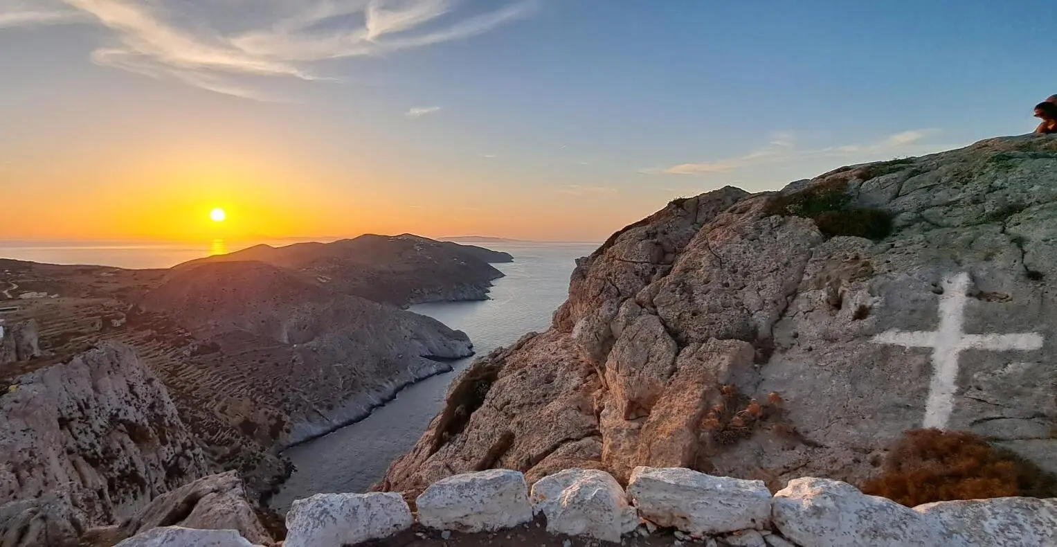 View from Panagia towards the bare rocks