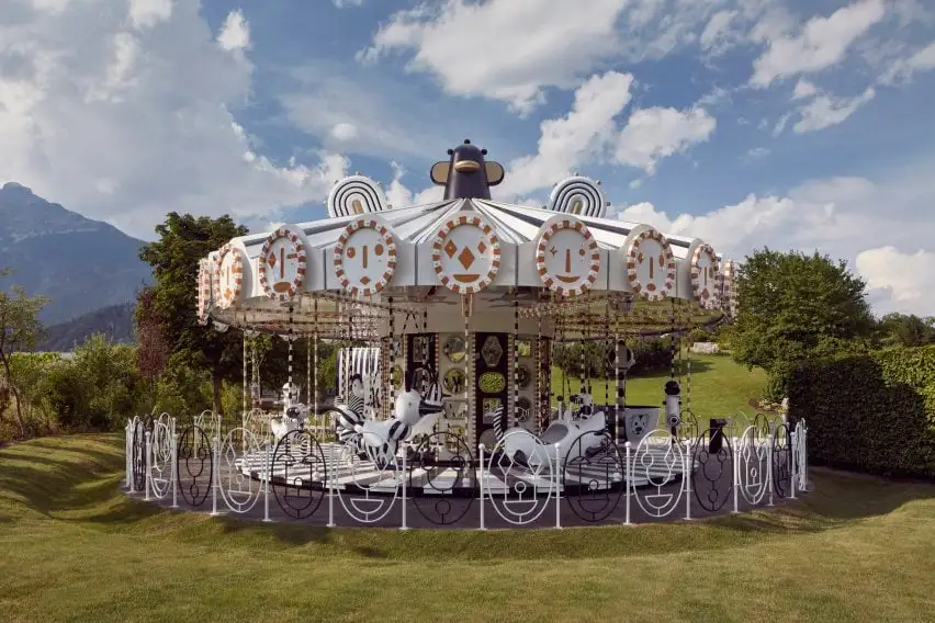 Jaime Hayon designs monochrome carousel for Swarovski Kristallwelten