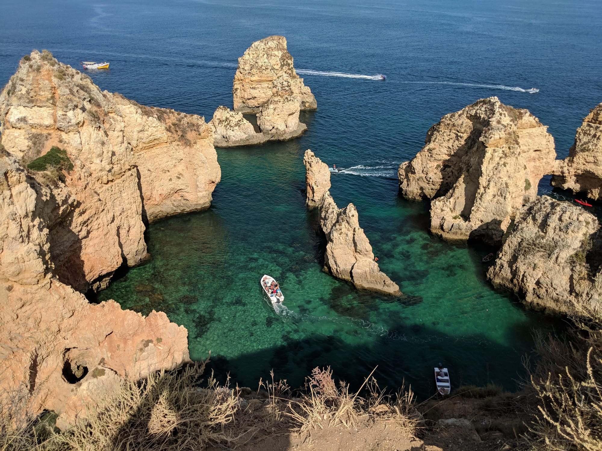 The Algarve in southern Portugal has some of the most amazing cliffs and water!