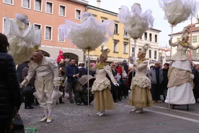 Venice Carnival people in costumes