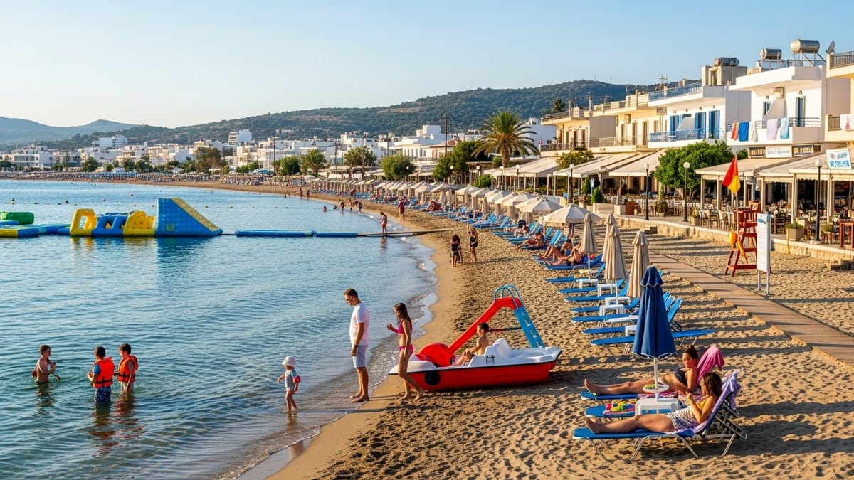 Faliraki's main beach, Rhodes, Greece