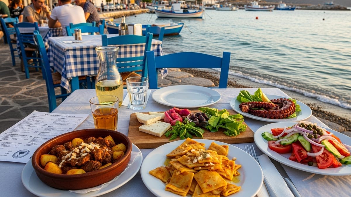 Dining al fresco at a Greek taverna in Kos