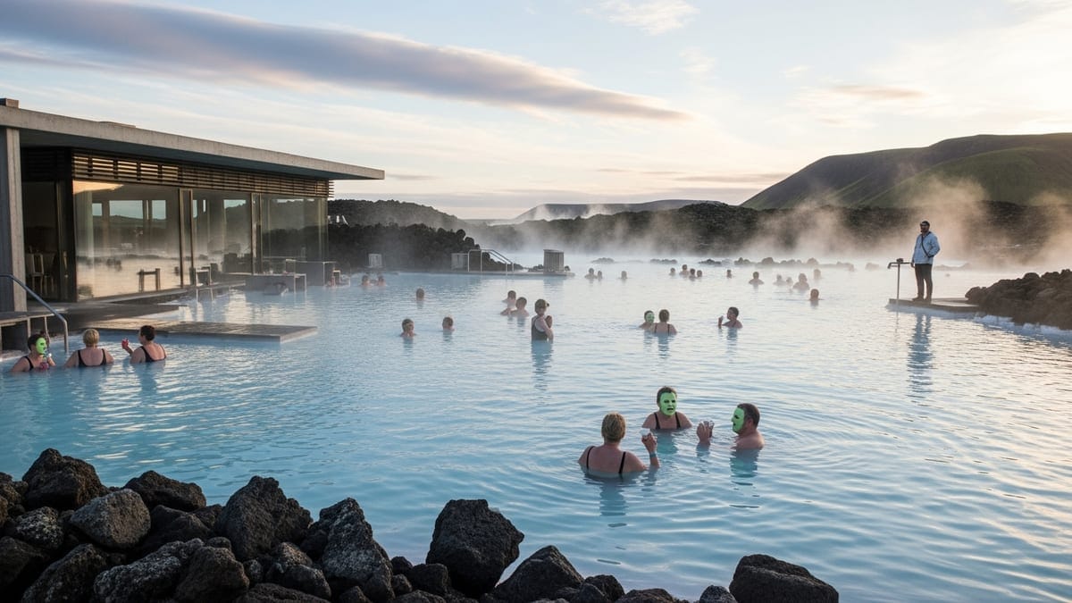 Early-evening view of Iceland's Blue Lagoon