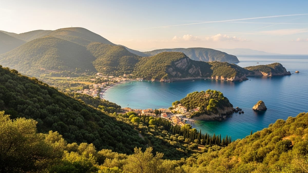 Autumn afternoon view of Corfu's west coast