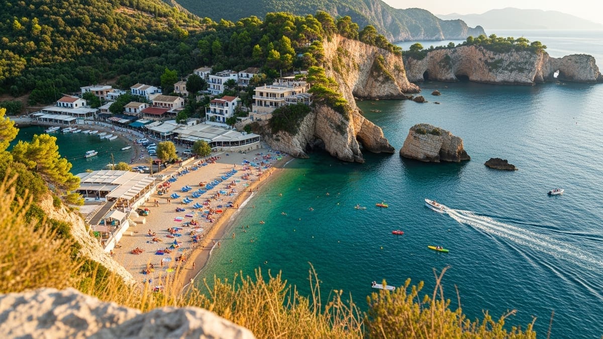 view of Corfu's west coast from above Paleokastritsa