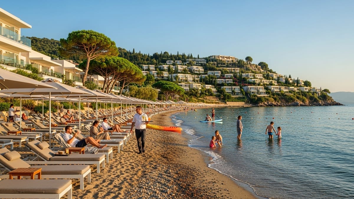 guests enjoy the beach at Ikos Dassia, Corfu