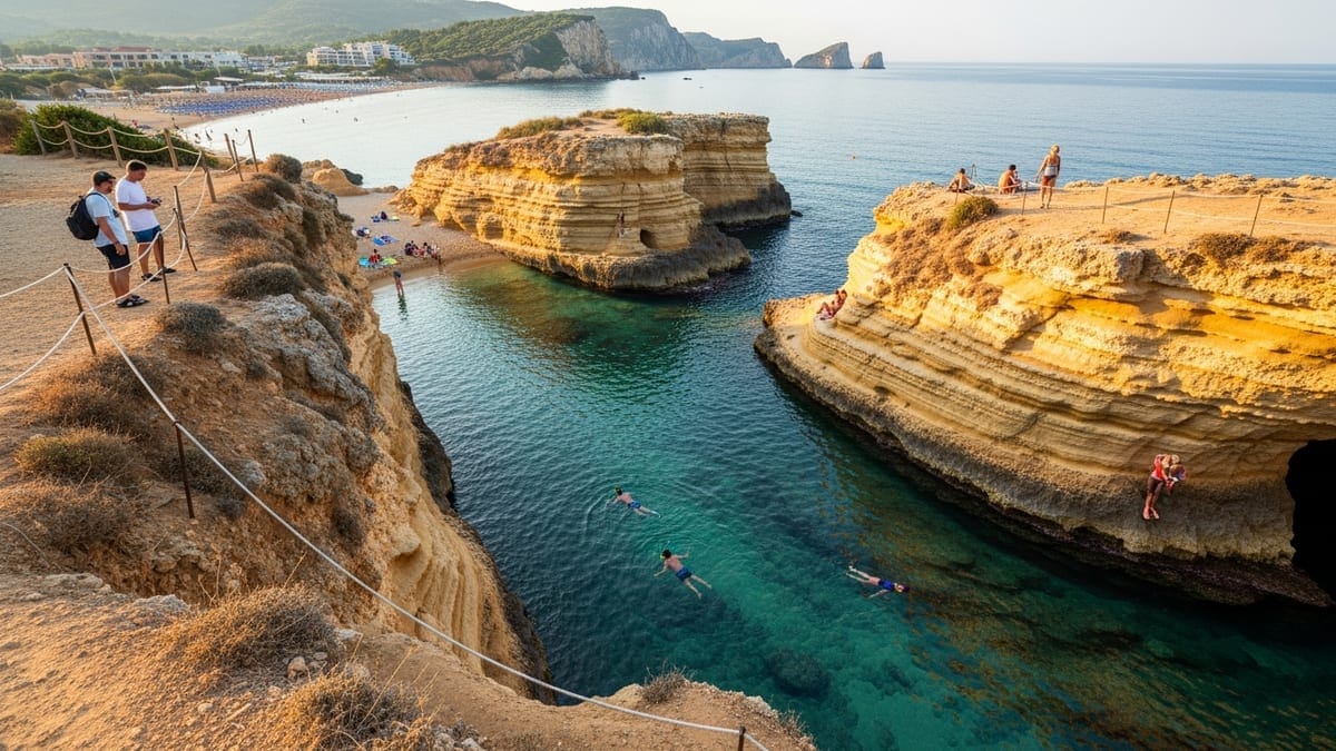 Aerial view of Sidari's Canal d’Amour in Corfu